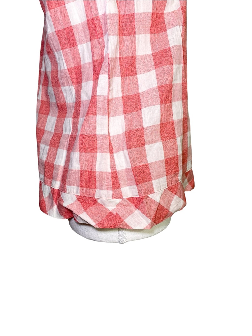 J.Crew Red Gingham Sleeveless Shell Top Side Tie Linen Blend Size 2 - Picture 6 of 14